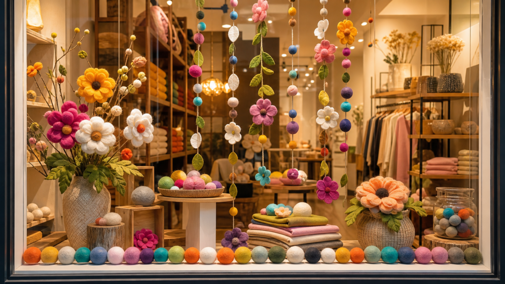 How to Prepare Showcase and Store Decoration with Colored Felt?