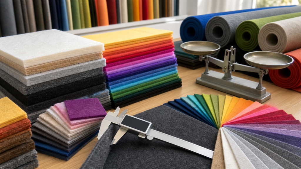 ¿Cómo evaluar el espesor, el peso y la carta de colores al elegir fieltro de color?