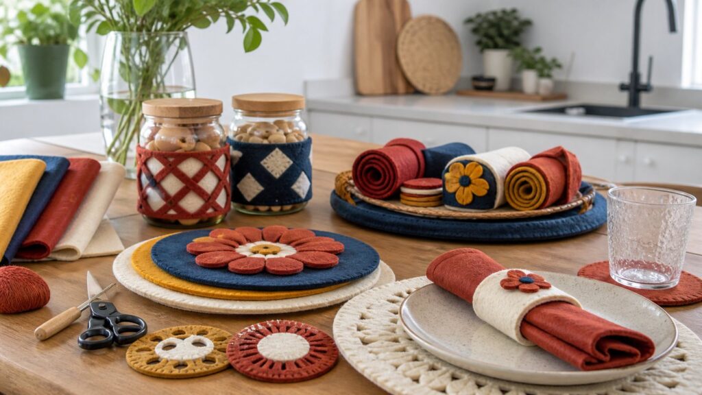 Diseno de Accesorios de Cocina y Mesa con Fieltro de Colores