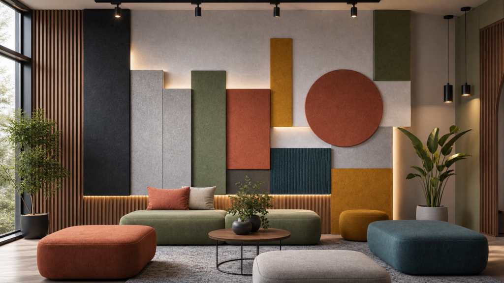 Akustik Keçe Panel ve Renkli Keçe Kombinasyonu ile Modern İç Mekân Tasarımı Trendleri